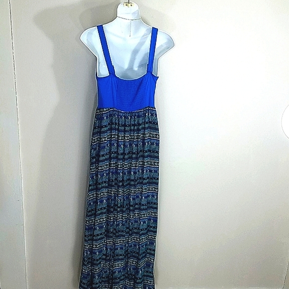 Mudd Babydoll Maxi Dress M Coastal Coquette Y2K Striped Royal Blue Sweetheart - Picture 5 of 9